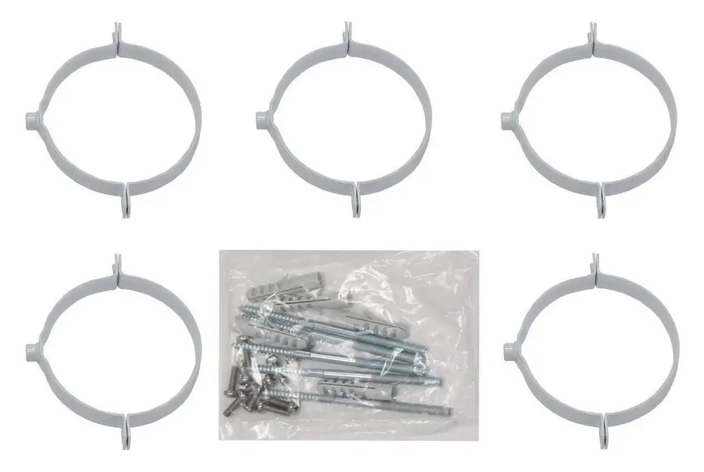 Rohrschellen für die Wandbefestigung in weiß, im Set, mit Befestigungsmaterial. Geeignet für Installationen, z. B. von Vaillant-Heizsystemen.